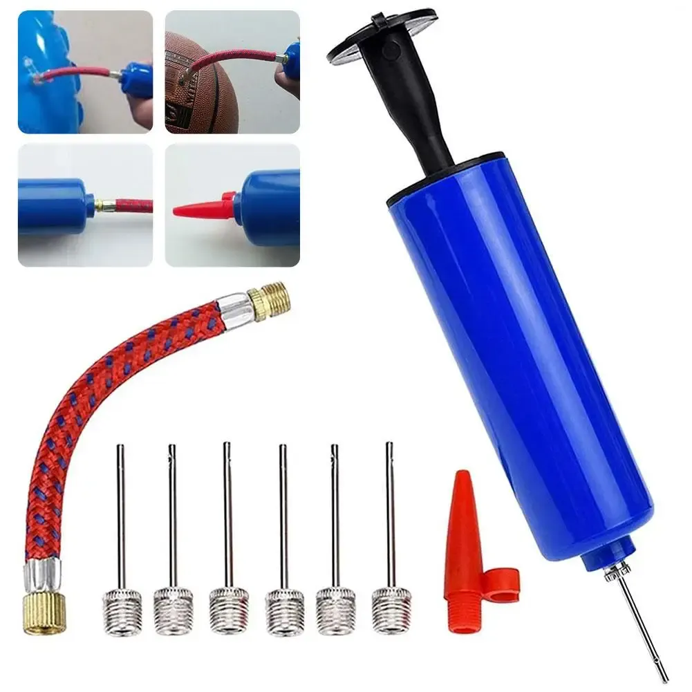 Pompe à air portable pour ballons, kit de gonflage avec aiguille pour ballons de football, de basket-ball, de volley-ball et vélos 2