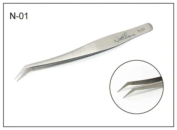 NATUHANA - Pince à épiler antistatique de précision courbée pour extensions de cils 15