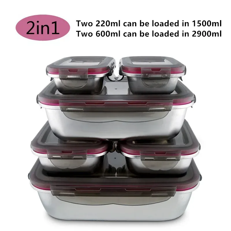 Boîte Bento à déjeuner en acier inoxydable 304 de qualité alimentaire, étanche et hermétique 3