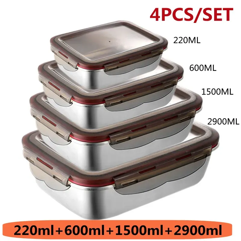Boîte Bento à déjeuner en acier inoxydable 304 de qualité alimentaire, étanche et hermétique 14