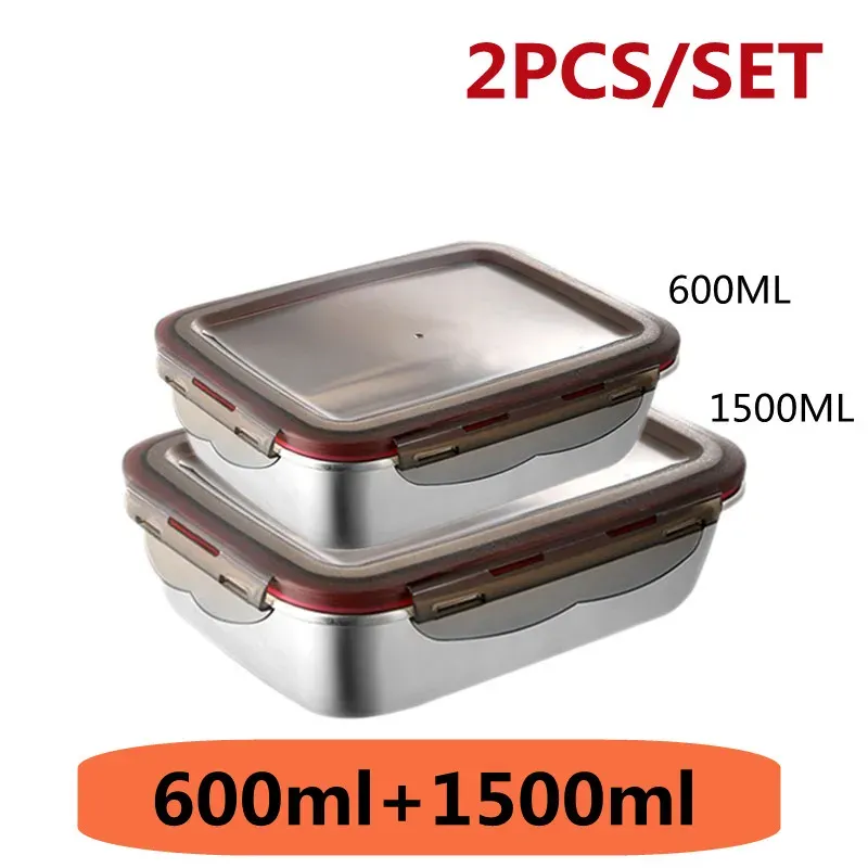 Boîte Bento à déjeuner en acier inoxydable 304 de qualité alimentaire, étanche et hermétique 10