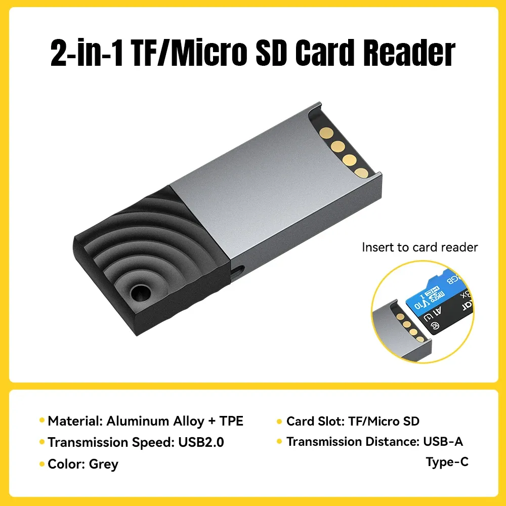 Essager 2 en 1 Lecteur de carte SD TF USB 2.0, adaptateur de carte mémoire haute vitesse pour ordinateur portable et PC 7