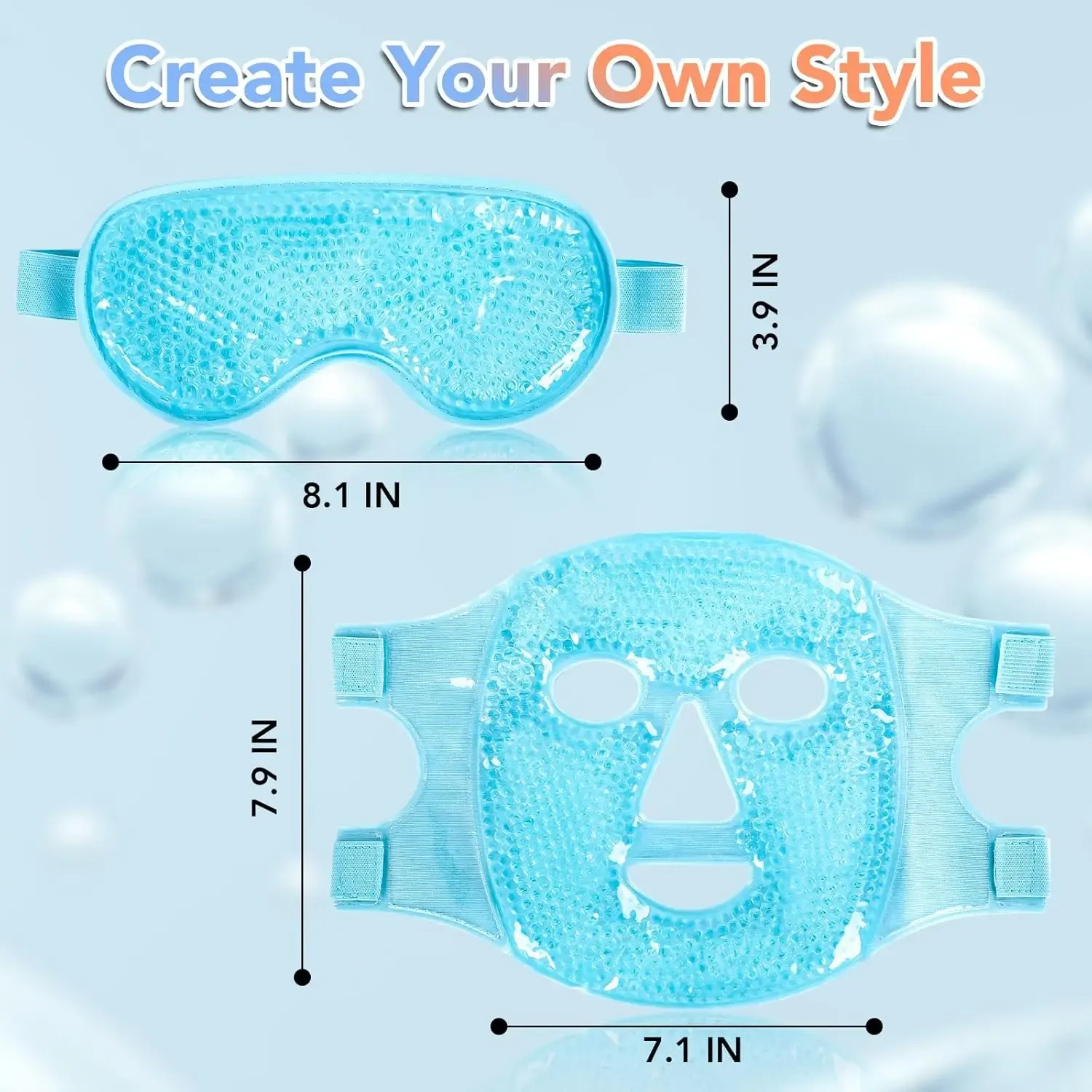 Masque rafraîchissant en gel pour le visage et les yeux avec pack de glace, compatible chaud/froid, masque de sommeil spa en peluche pour raffermir la peau et réduire les poches 6