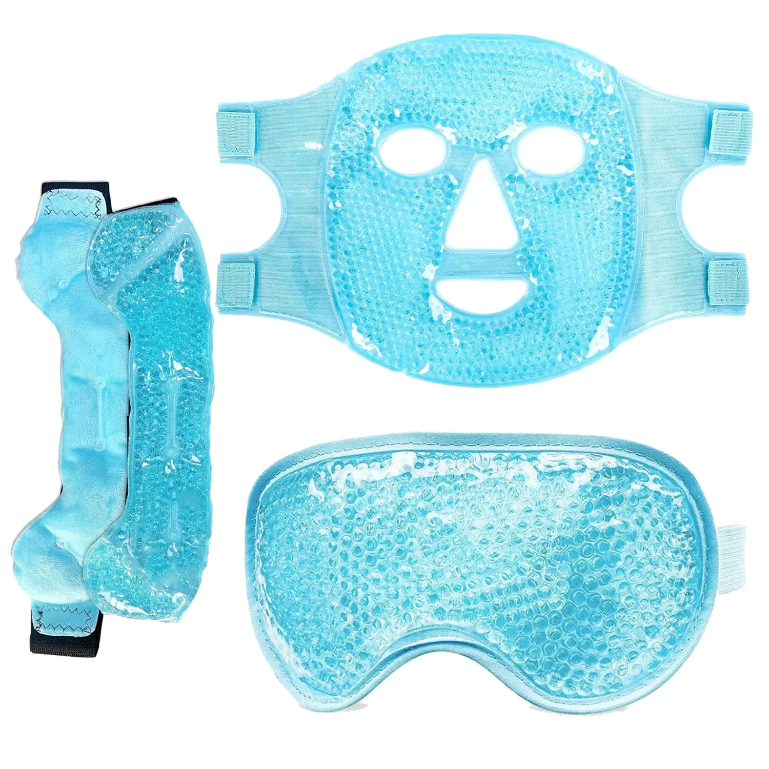 Masque rafraîchissant en gel pour le visage et les yeux avec pack de glace, compatible chaud/froid, masque de sommeil spa en peluche pour raffermir la peau et réduire les poches 14