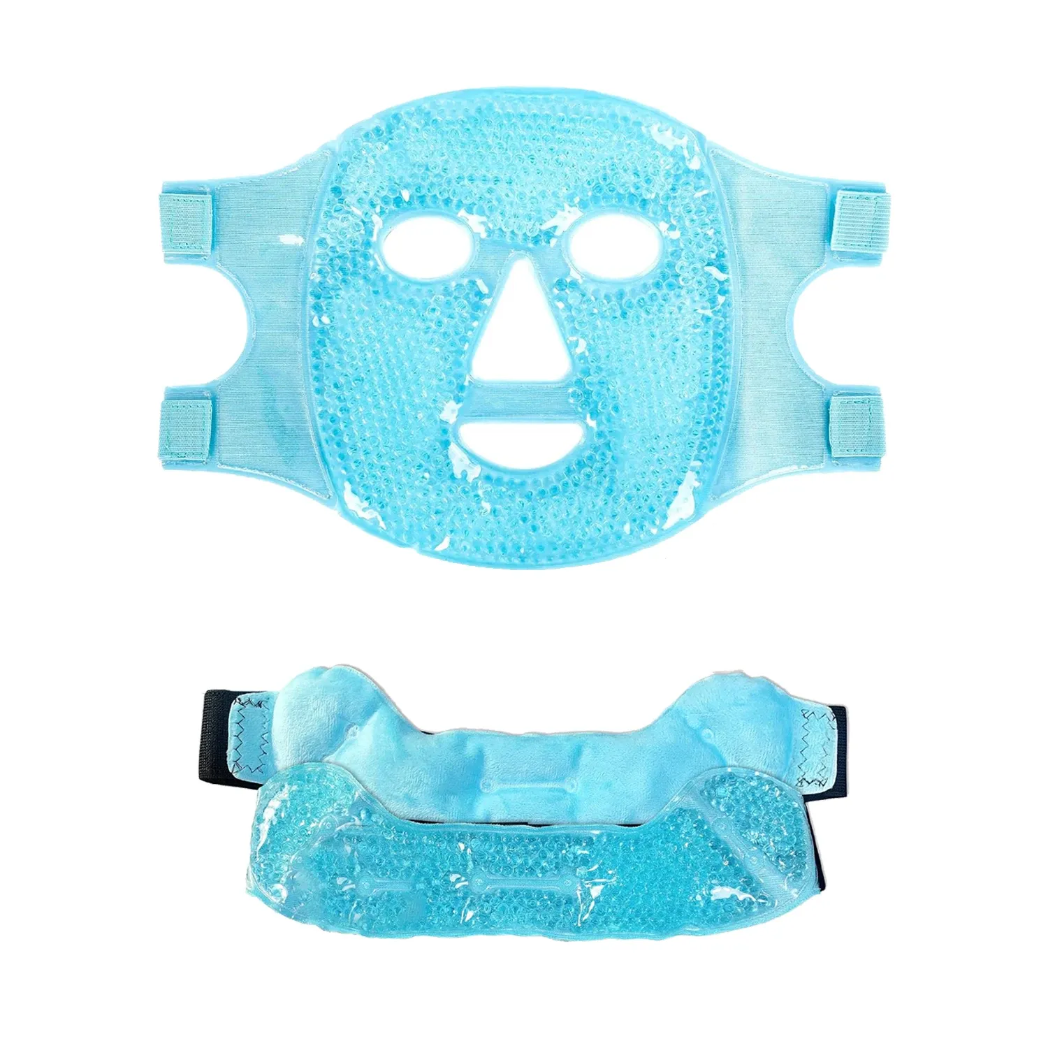 Masque rafraîchissant en gel pour le visage et les yeux avec pack de glace, compatible chaud/froid, masque de sommeil spa en peluche pour raffermir la peau et réduire les poches 8