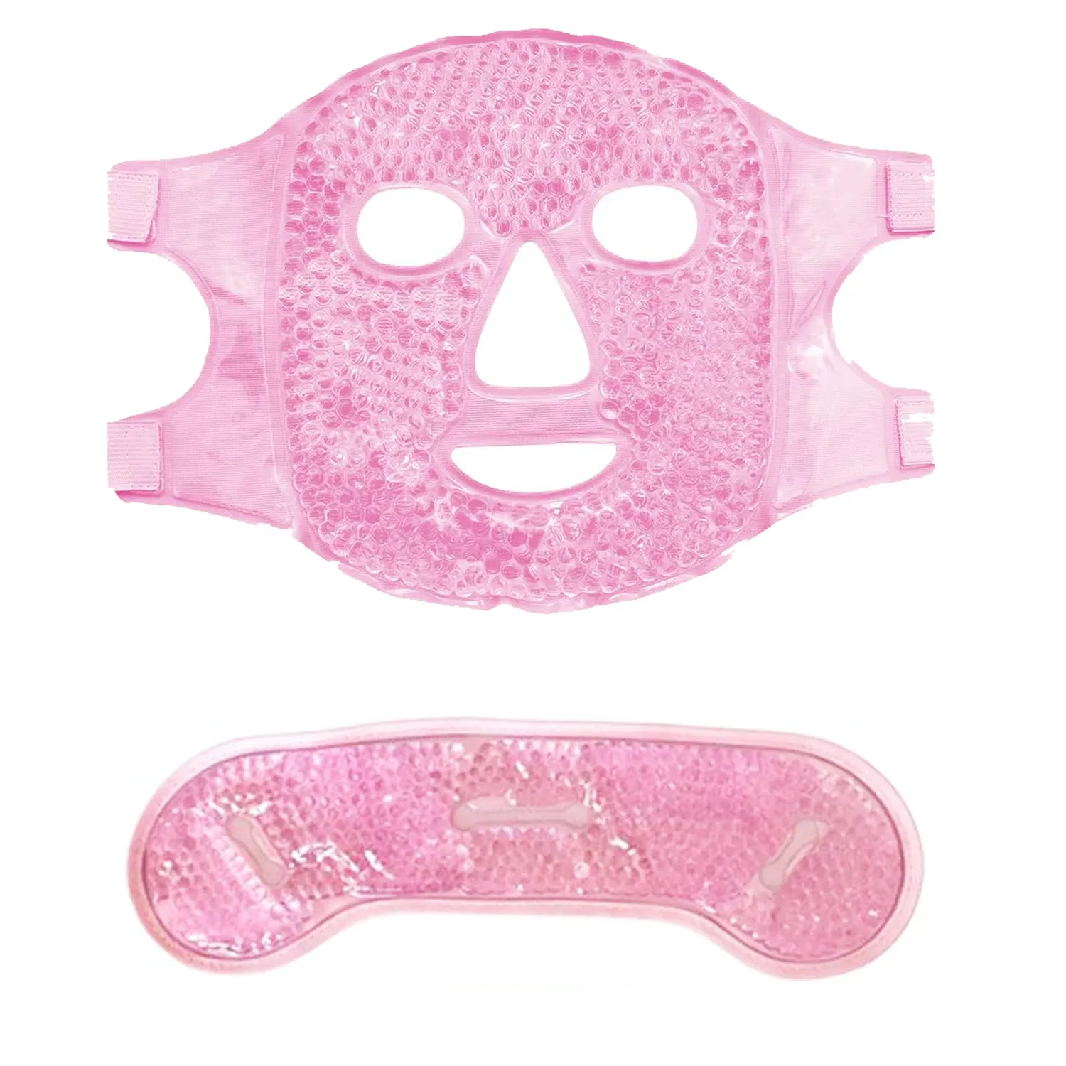 Masque rafraîchissant en gel pour le visage et les yeux avec pack de glace, compatible chaud/froid, masque de sommeil spa en peluche pour raffermir la peau et réduire les poches 7