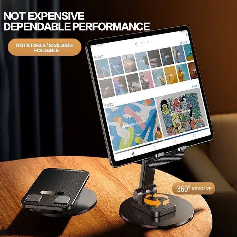 Support de téléphone universel de bureau pliable à rotation 360°, multi-angles, base métallique antidérapante, compatible iPhone, Xiaomi et Samsung 5