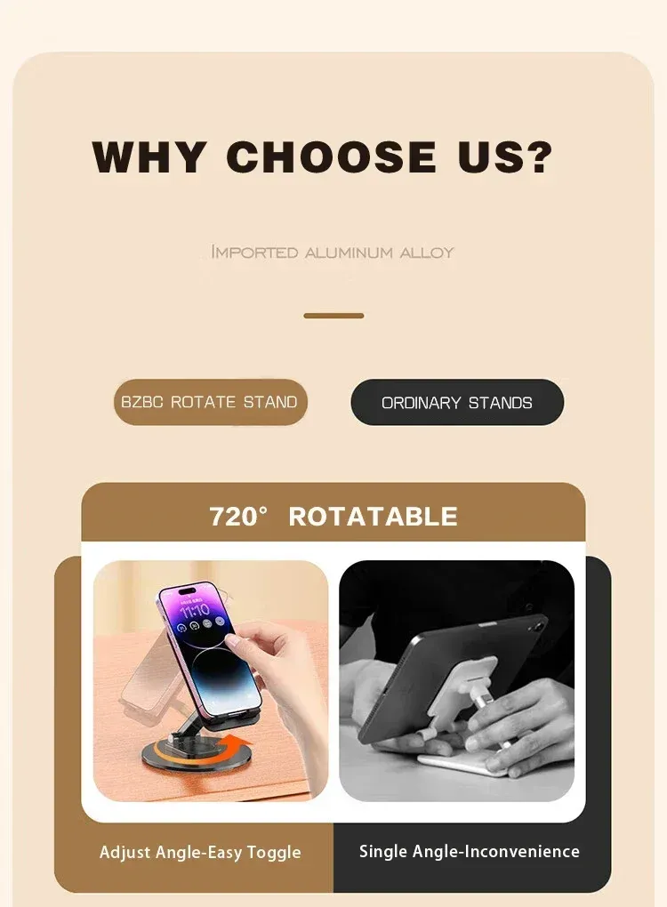 Support de téléphone universel sur bureau à rotation 360 °