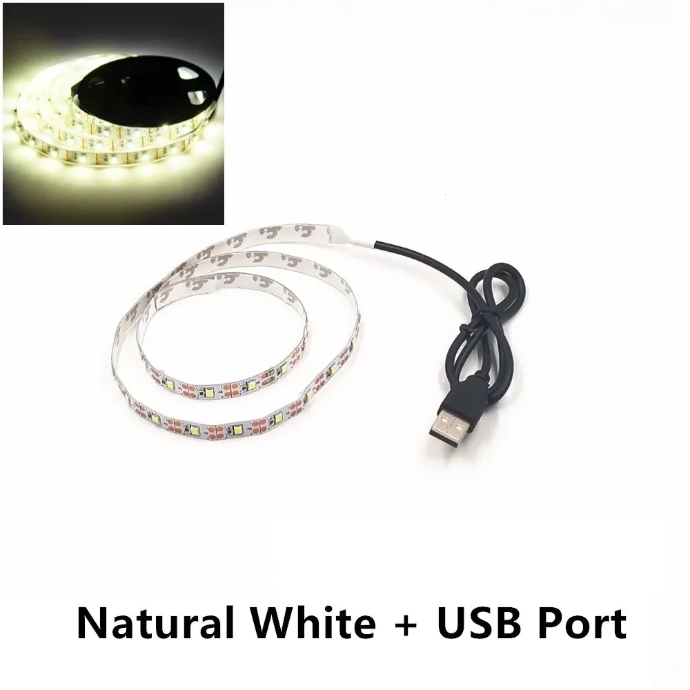 Bande LED USB 5 m 5 V SMD 3528 étanche pour plafond et armoire, disponible en blanc froid, jaune, rose, vert, bleu et rouge 10