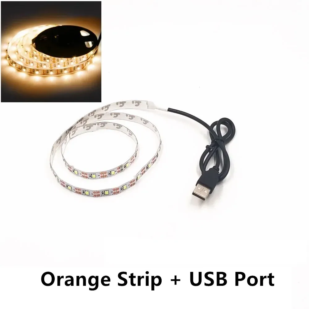 Bande LED USB 5 m 5 V SMD 3528 étanche pour plafond et armoire, disponible en blanc froid, jaune, rose, vert, bleu et rouge 12