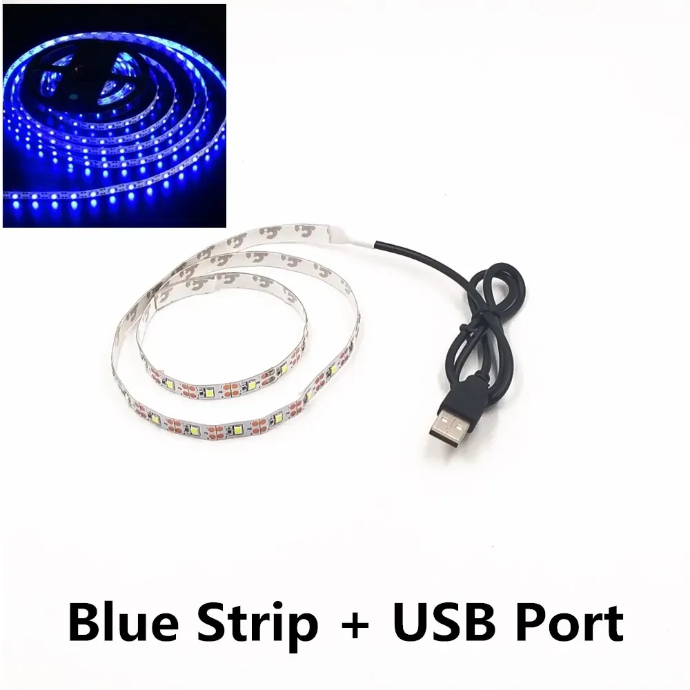 Bande LED USB 5 m 5 V SMD 3528 étanche pour plafond et armoire, disponible en blanc froid, jaune, rose, vert, bleu et rouge 16