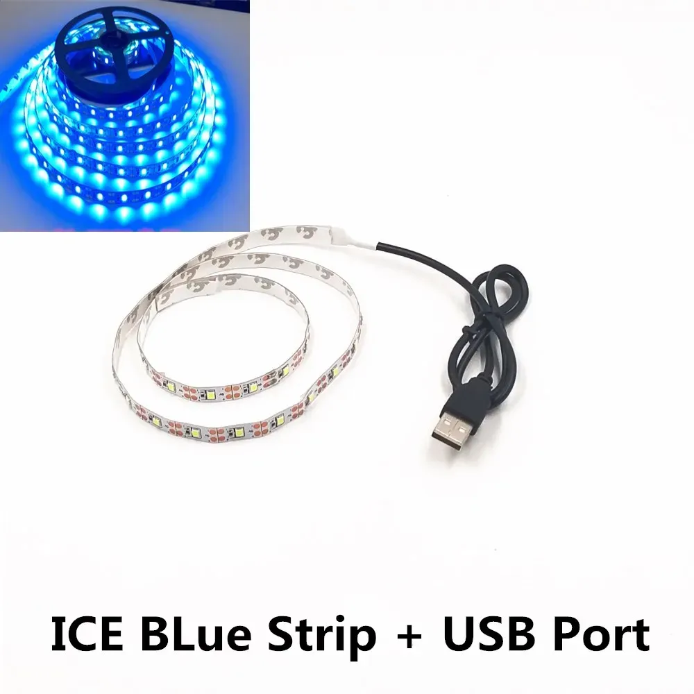 Bande LED USB 5 m 5 V SMD 3528 étanche pour plafond et armoire, disponible en blanc froid, jaune, rose, vert, bleu et rouge 19