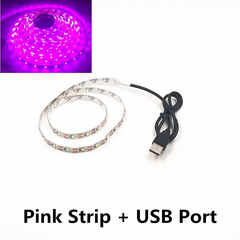 Bande LED USB 5 m 5 V SMD 3528 étanche pour plafond et armoire, disponible en blanc froid, jaune, rose, vert, bleu et rouge 18
