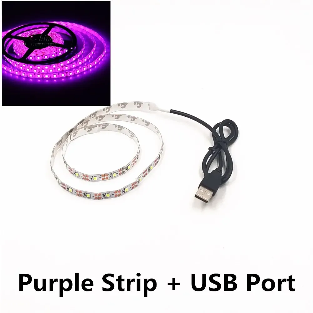 Bande LED USB 5 m 5 V SMD 3528 étanche pour plafond et armoire, disponible en blanc froid, jaune, rose, vert, bleu et rouge 13