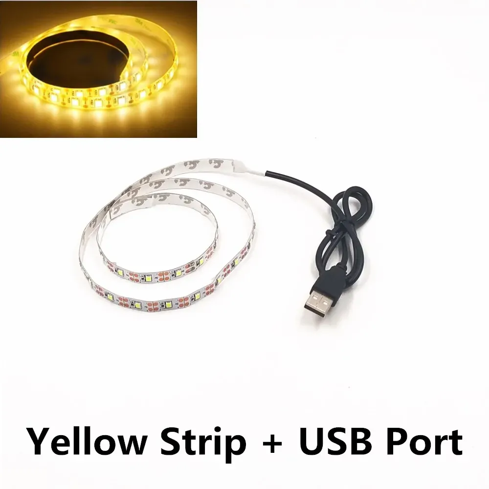 Bande LED USB 5 m 5 V SMD 3528 étanche pour plafond et armoire, disponible en blanc froid, jaune, rose, vert, bleu et rouge 14