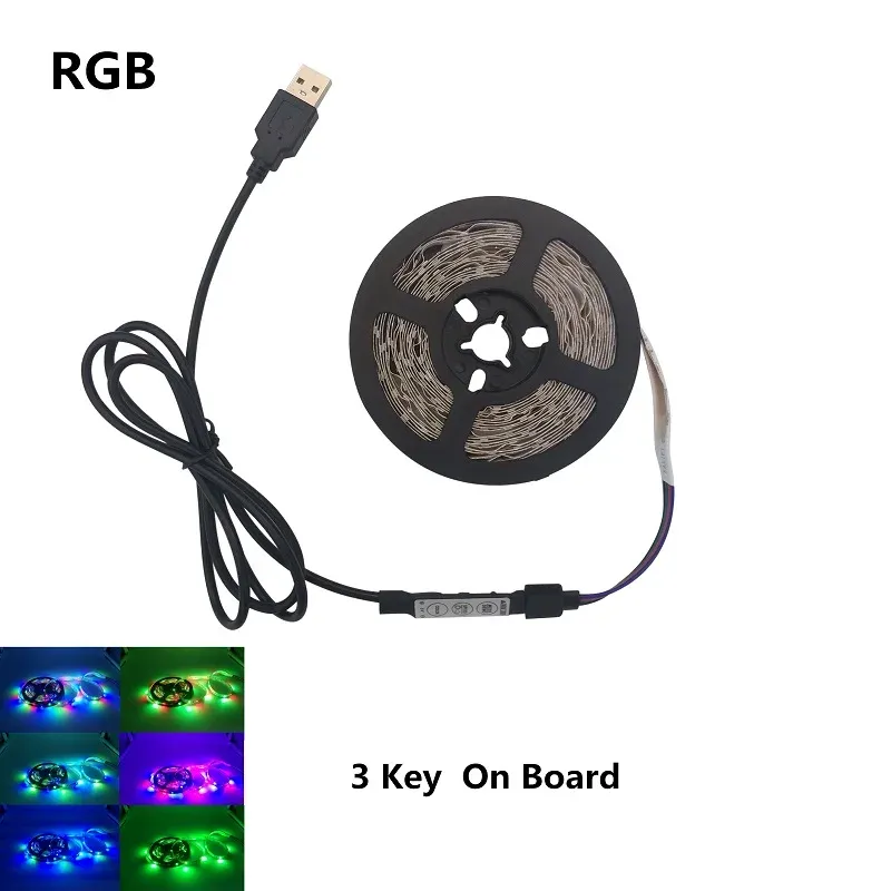 Bande LED USB 5 m 5 V SMD 3528 étanche pour plafond et armoire, disponible en blanc froid, jaune, rose, vert, bleu et rouge 7