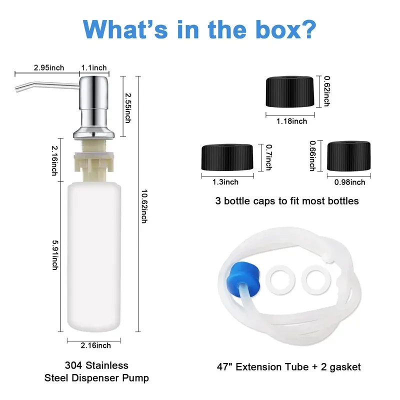Distributeur de savon liquide en acier inoxydable de 500 ml pour évier de cuisine, à pompe et à montage sur évier 6
