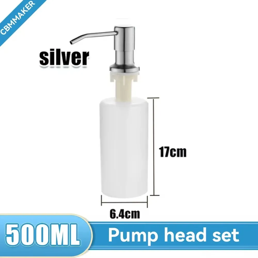 Distributeur de savon liquide en acier inoxydable de 500 ml pour évier de cuisine, à pompe et à montage sur évier 17