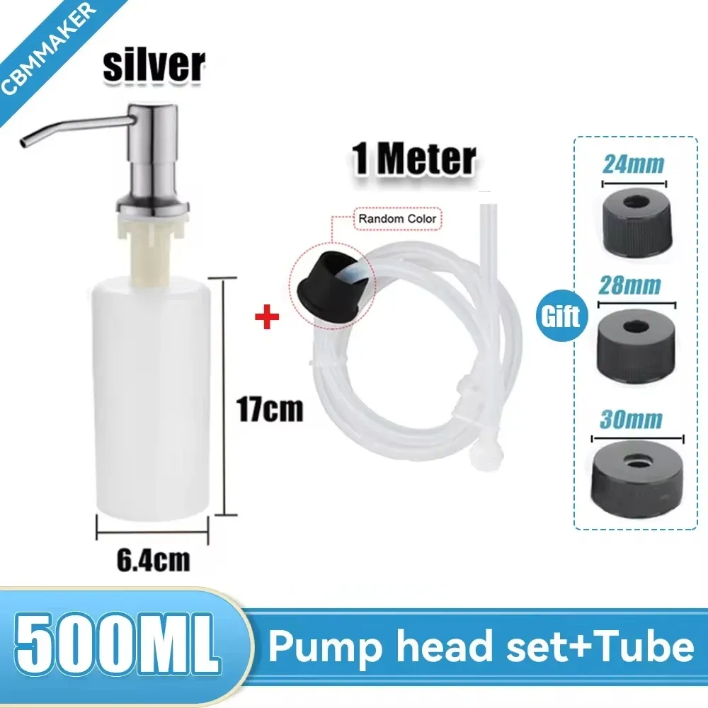 Distributeur de savon liquide en acier inoxydable de 500 ml pour évier de cuisine, à pompe et à montage sur évier 10