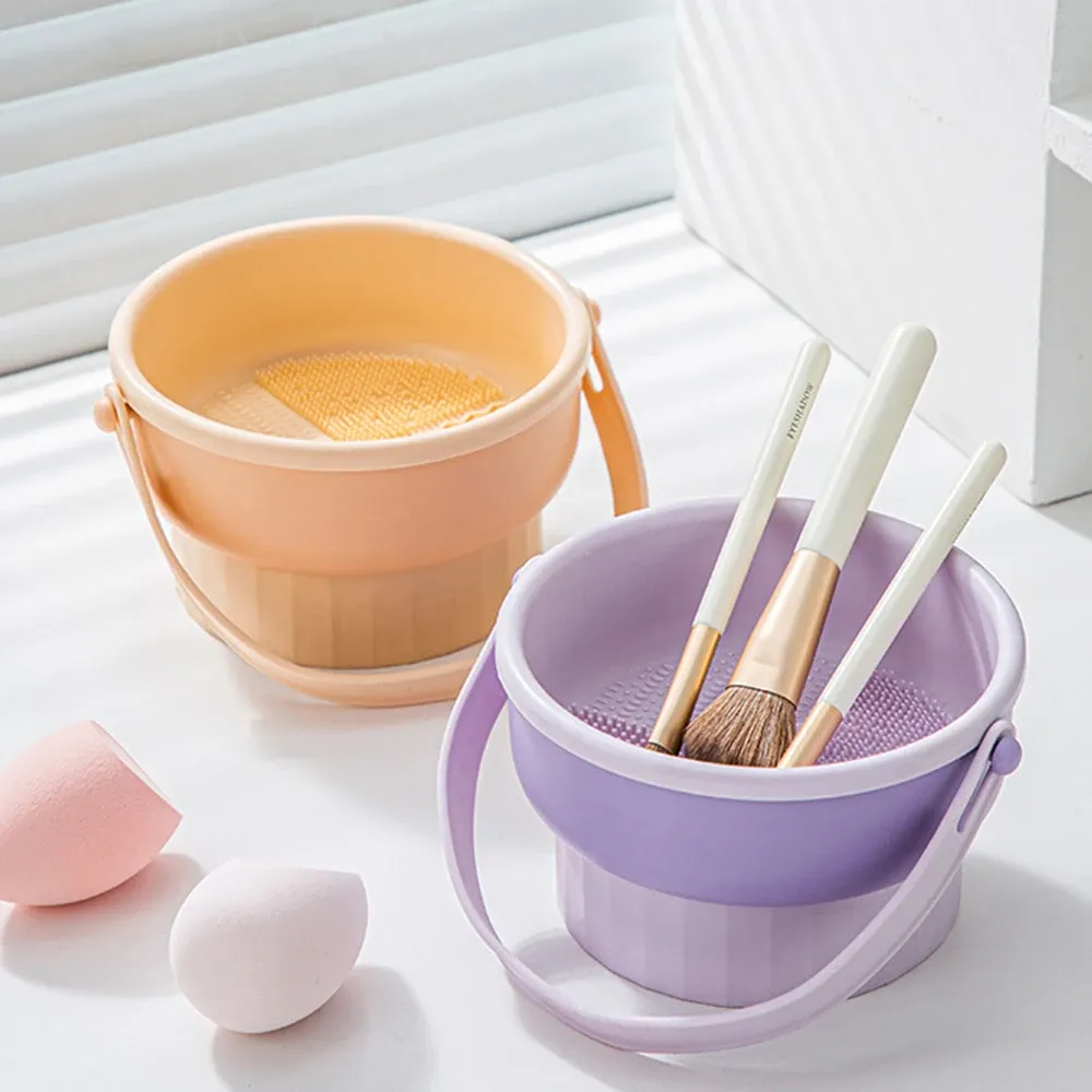 Ensemble de rangement en silicone pour pinceaux de maquillage, bol à poudre, éponge de maquillage, étagère de séchage, outils de beauté 2