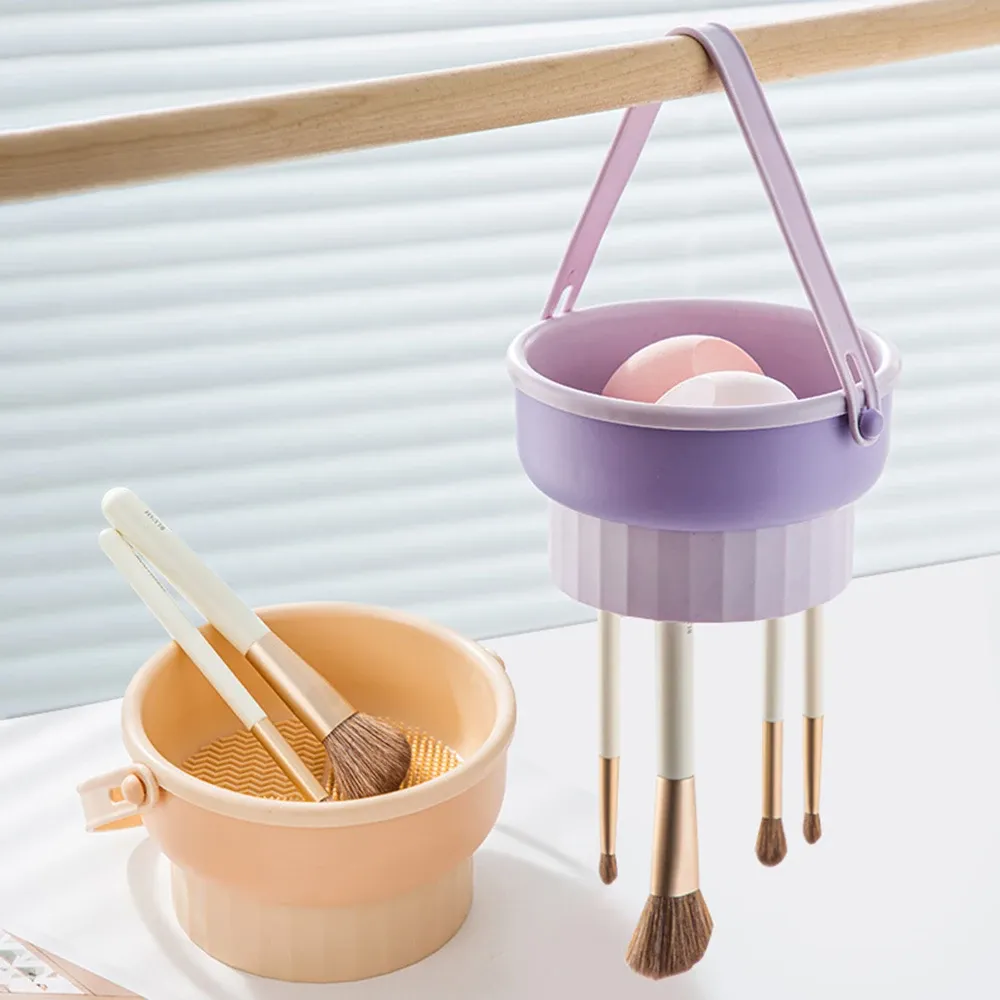 Ensemble de rangement en silicone pour pinceaux de maquillage, bol à poudre, éponge de maquillage, étagère de séchage, outils de beauté 3