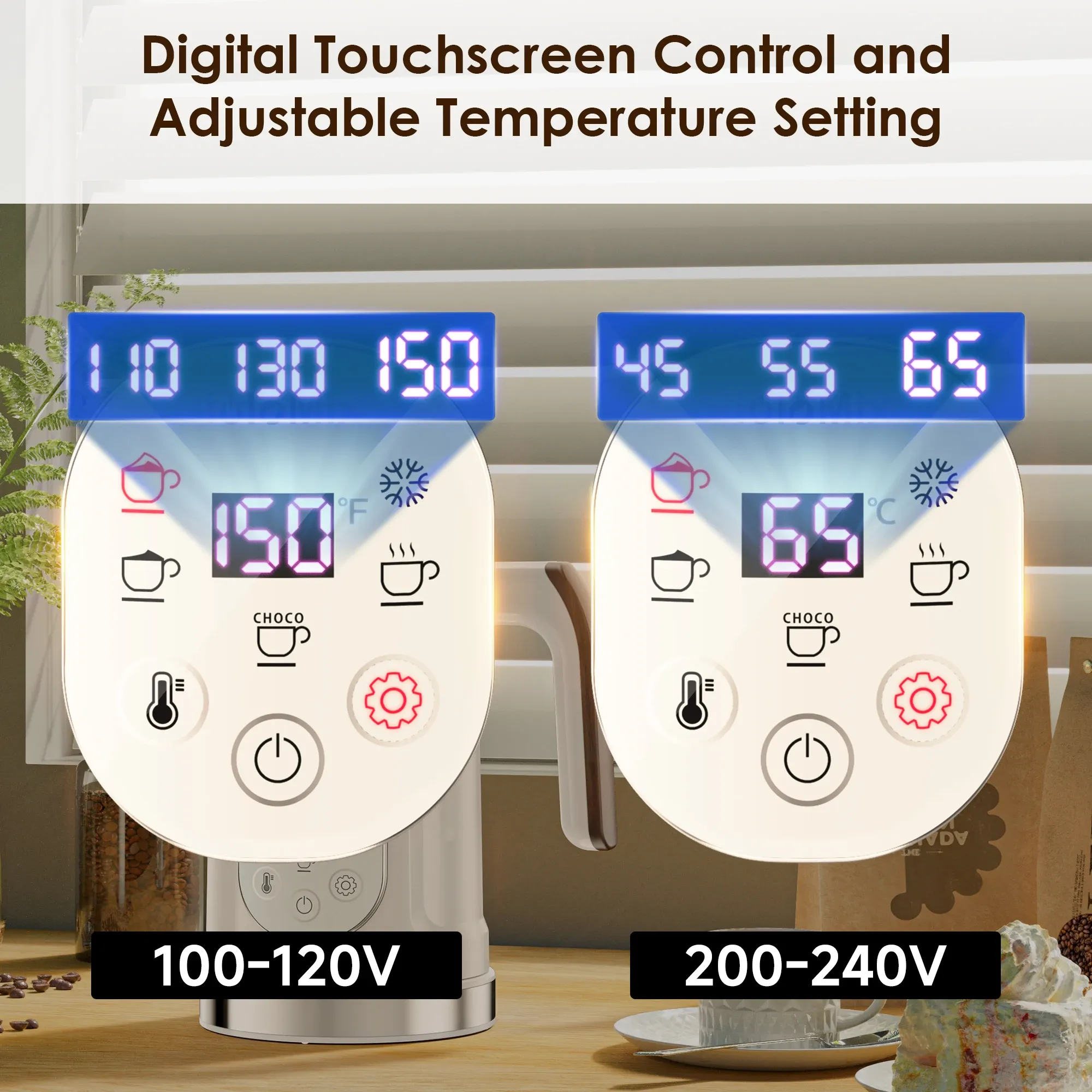 BioloMix Mousseur à lait 5 en 1 avec écran tactile LED amélioré – Machine à mousse chaude et froide, chauffe-lait pour café latte 3