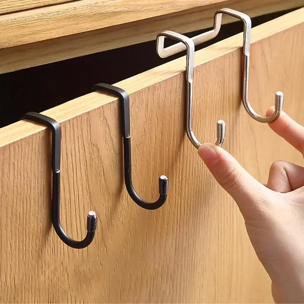Crochet de porte en acier inoxydable sans perçage, crochet arrière de type S pour manteaux, petit crochet - Image 1