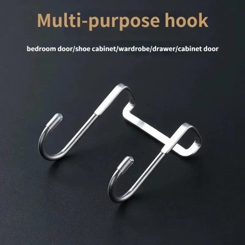 Crochet de porte en acier inoxydable sans perçage, crochet arrière de type S pour manteaux, petit crochet 4