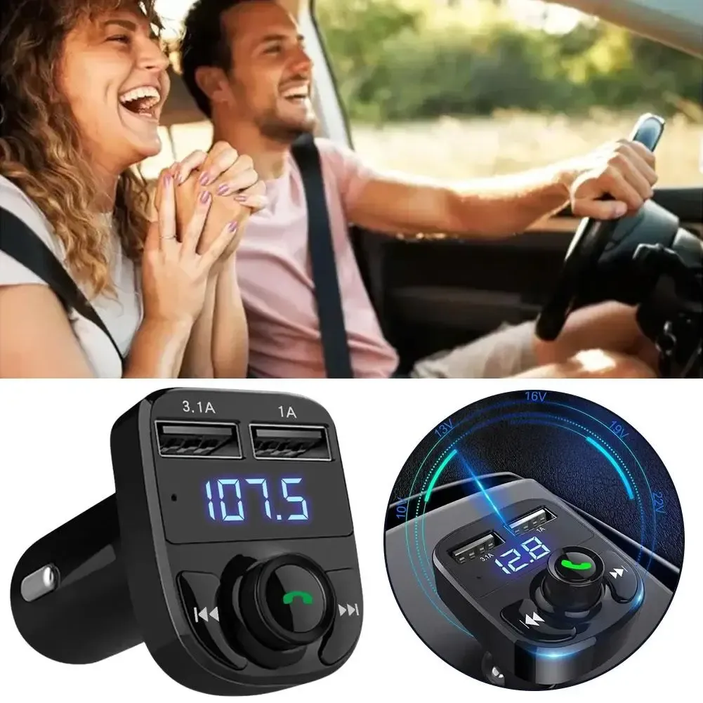 Chargeur de voiture avec transmetteur FM Bluetooth – Double port USB, kit mains libres et lecture stéréo MP3 1