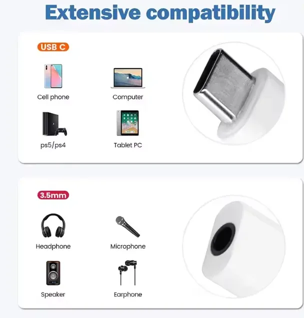 Adaptateur audio USB-C vers Jack 3,5 mm pour écouteurs, compatible iPhone 15, Samsung, Xiaomi et Huawei 2