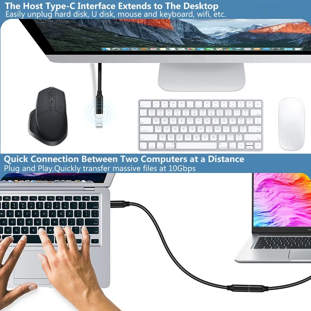 Câble d'extension USB-C mâle vers femelle, USB 3.2 Gen2 10 Gbit/s, charge rapide 100 W, compatible MacBook Pro, Samsung et Xiaomi 3