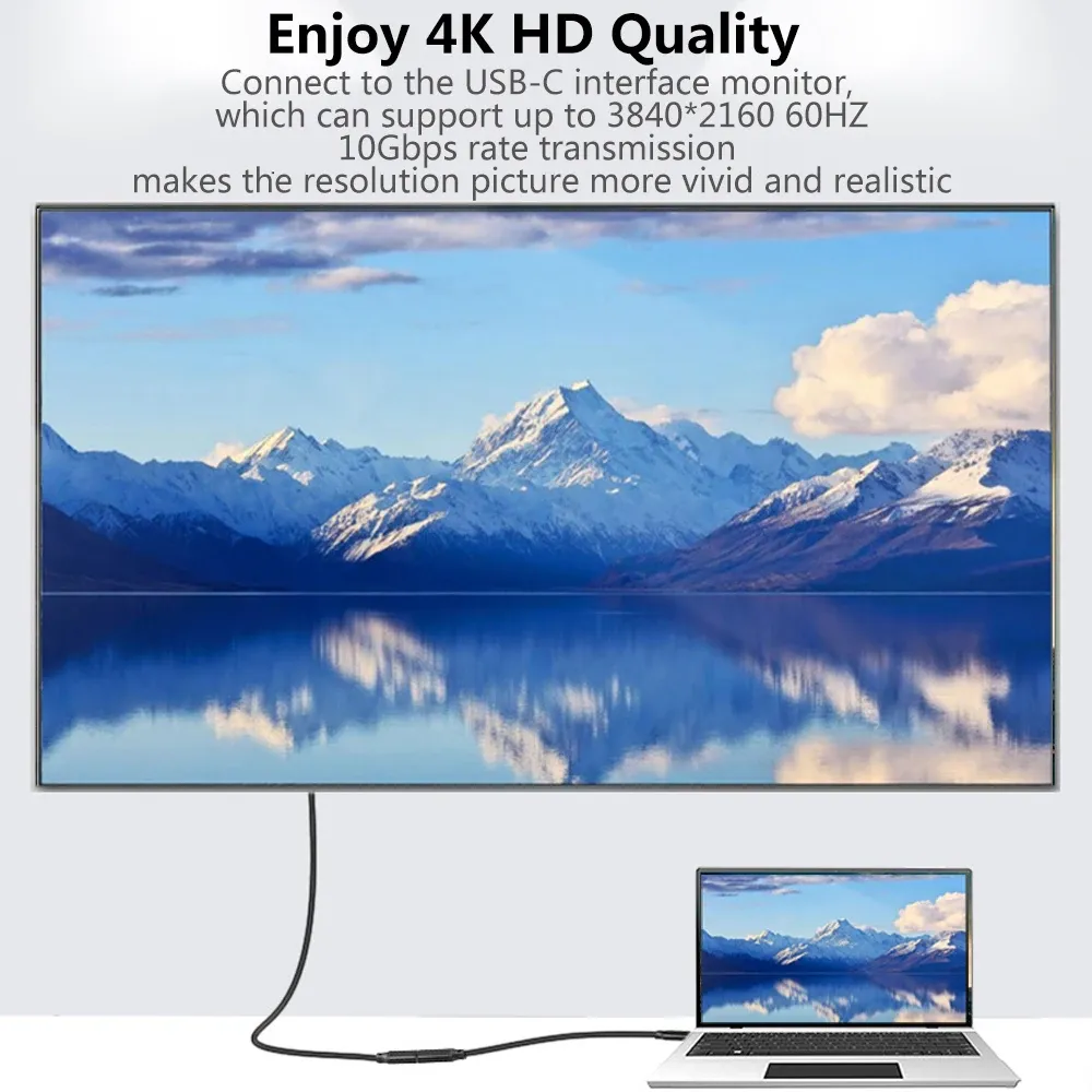 Câble d'extension USB-C mâle vers femelle, USB 3.2 Gen2 10 Gbit/s, charge rapide 100 W, compatible MacBook Pro, Samsung et Xiaomi 4