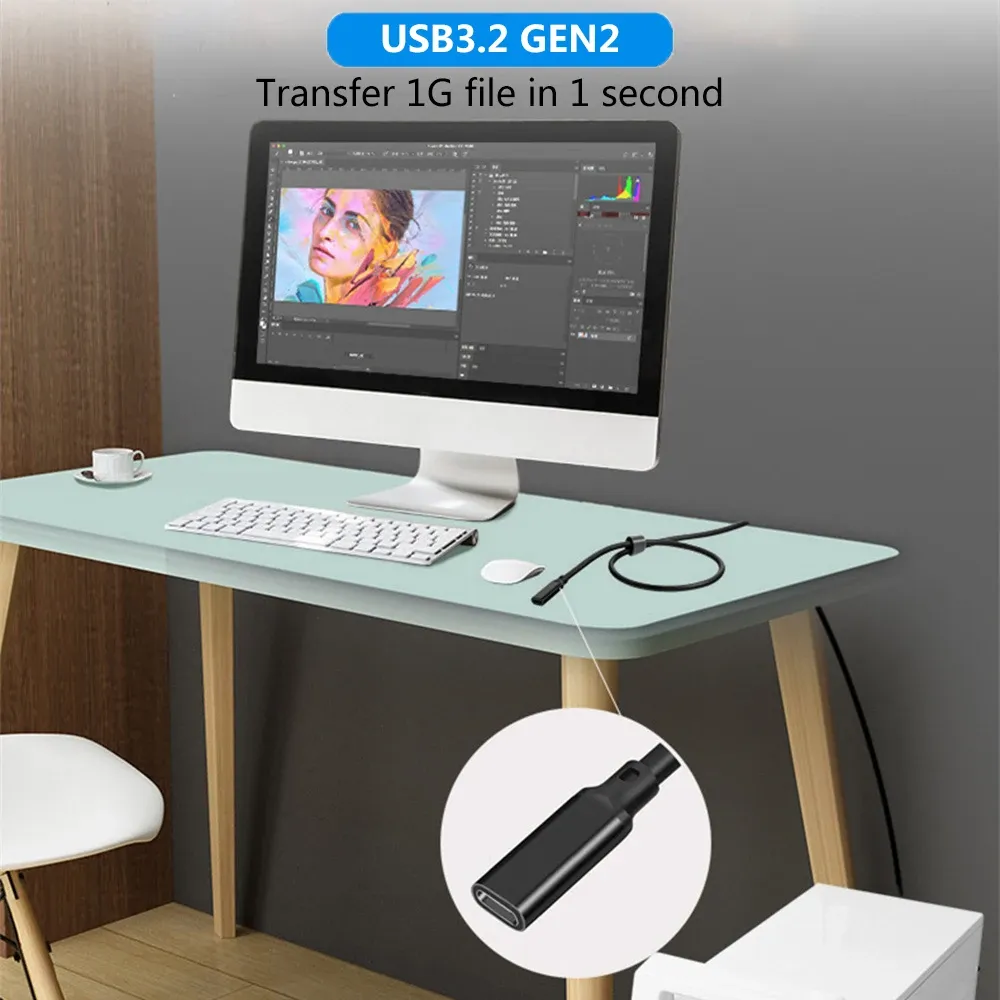 Câble d'extension USB-C mâle vers femelle, USB 3.2 Gen2 10 Gbit/s, charge rapide 100 W, compatible MacBook Pro, Samsung et Xiaomi 5