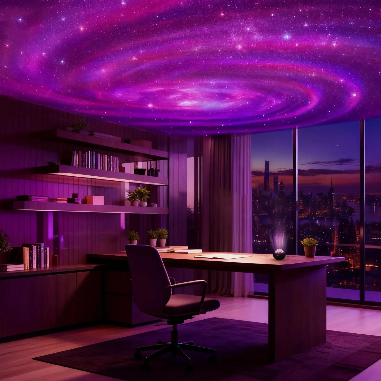 Lumière galactique diffusant un ciel étoilé sur un mur
