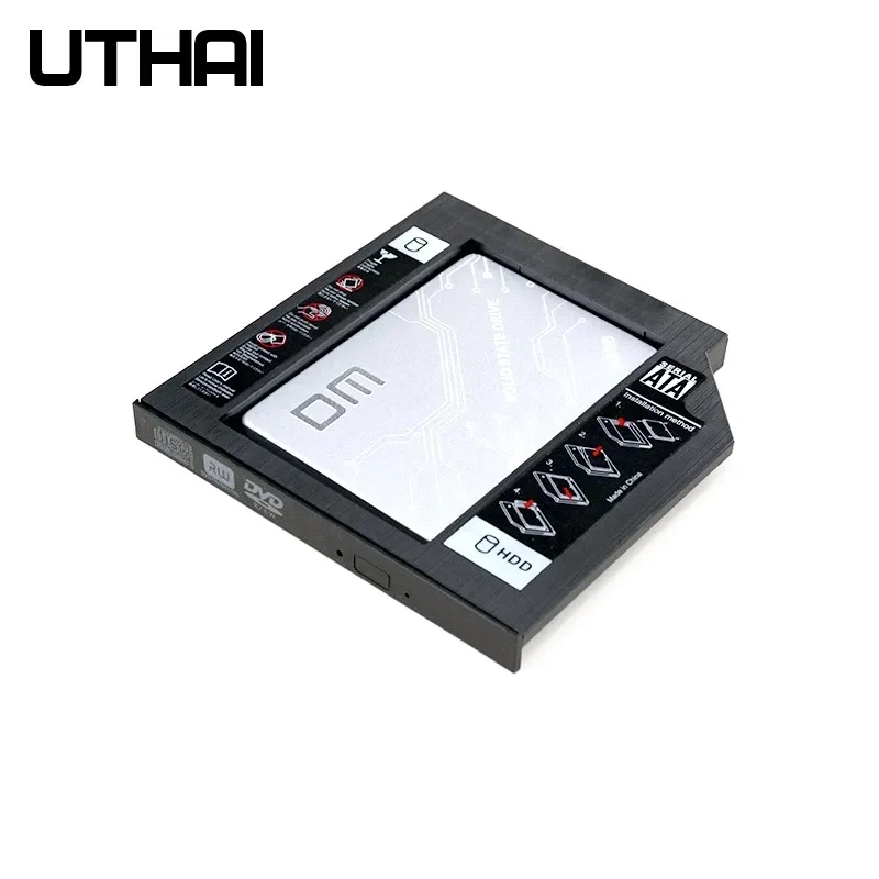 Caddy DM DW95 9,5 mm en plastique pour baie optique, adaptateur SATA 3.0 pour boîtier de disque dur 2,5" HDD/SSD (jusqu'à 2 To), compatible lecteur DVD/CD-ROM d'ordinateur portable 4