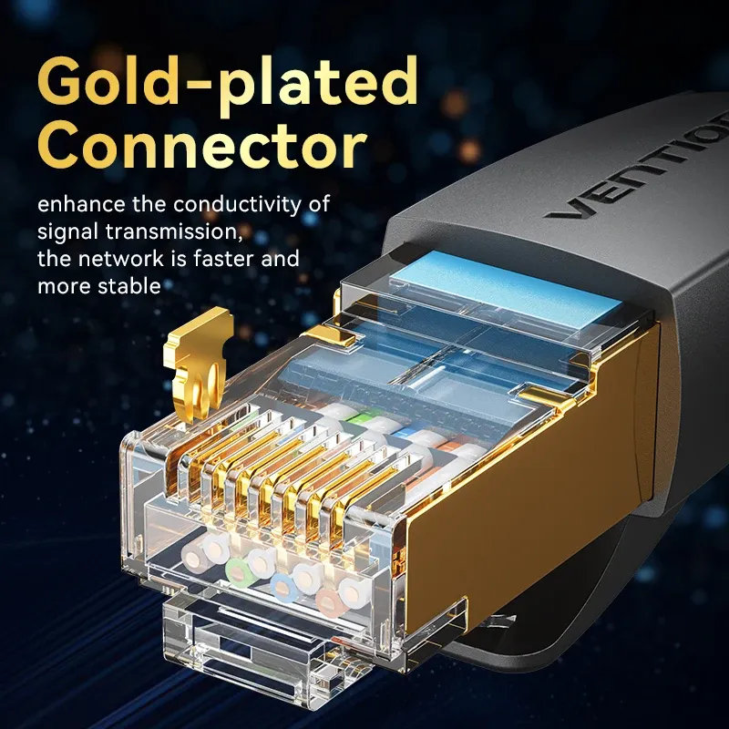 Vention Câble Ethernet CAT8 40 Gbps 2000 MHz en coton tressé pour ordinateurs portables, PS5 et routeur, connecteur RJ45 4