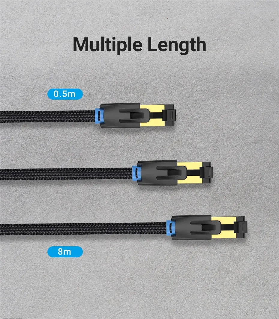 Différentes longueurs de câble Ethernet Cat8