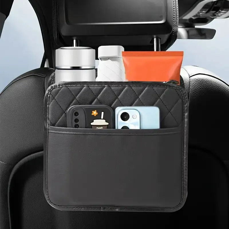 Organisateur de siège auto en cuir PU, détail des finitions