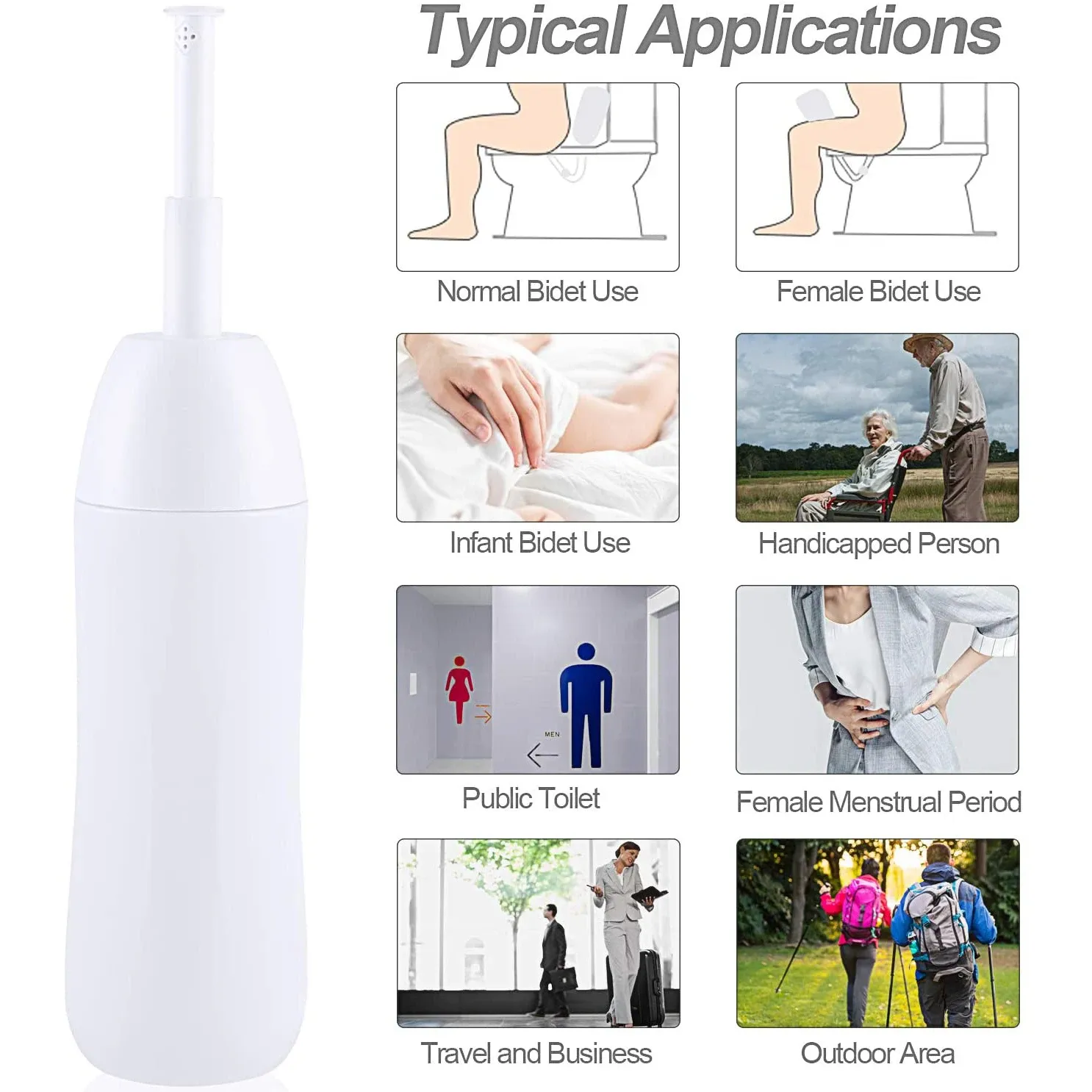 Bidet portable de voyage 400 ml avec buse rétractable et pochette 3