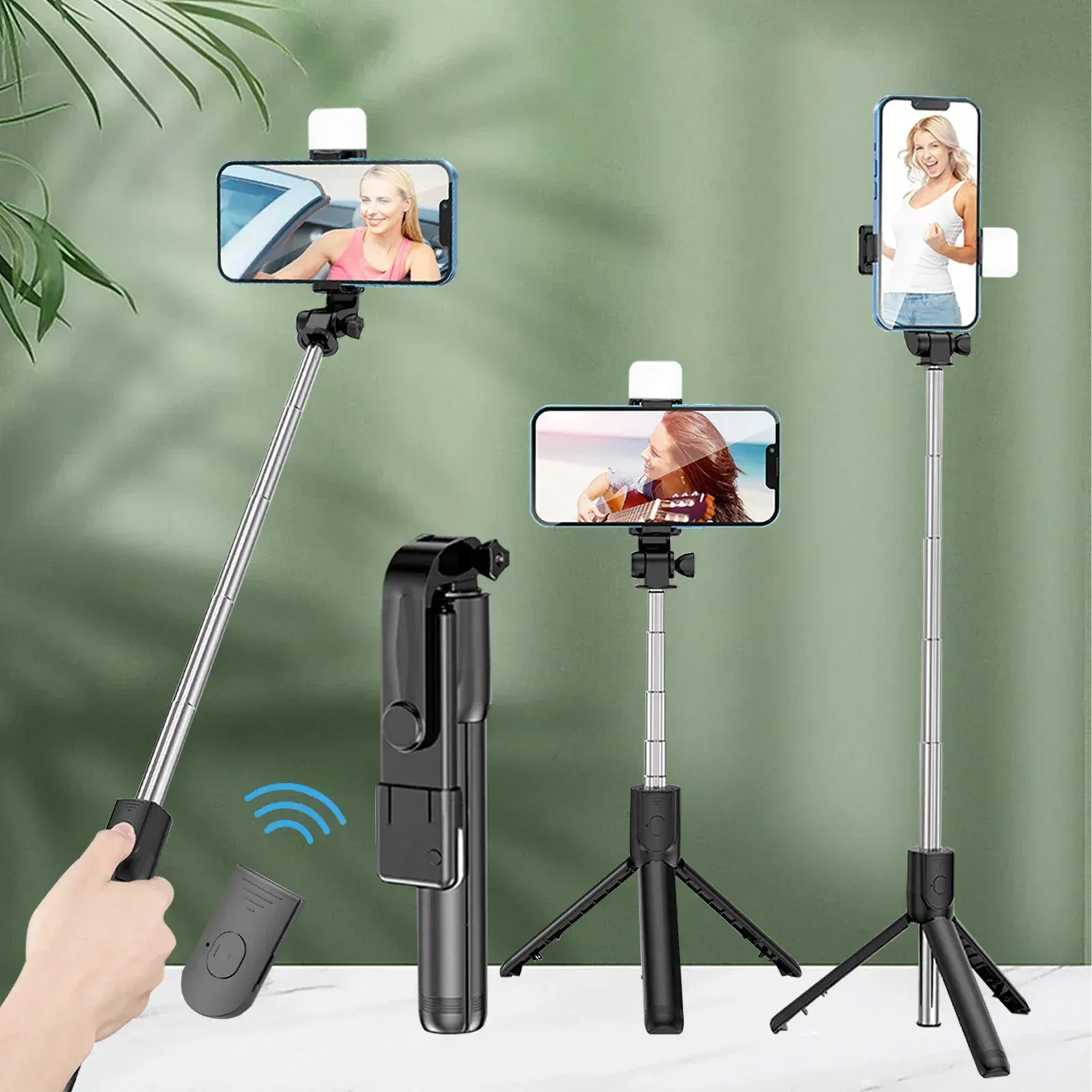 Trépied télescopique de voyage pour perche à selfie, support de téléphone portable [700 mm], trépied extensible pour téléphone avec télécommande Bluetooth 1