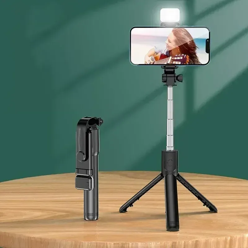 Trépied télescopique de voyage pour perche à selfie, support de téléphone portable [700 mm], trépied extensible pour téléphone avec télécommande Bluetooth 4