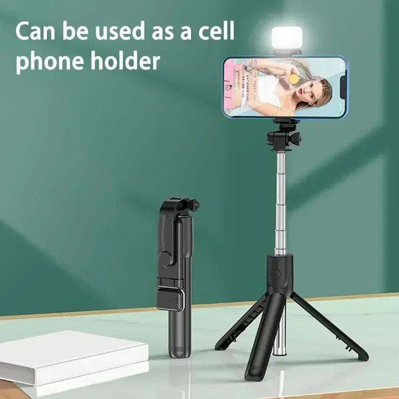 Trépied télescopique de voyage pour perche à selfie, support de téléphone portable [700 mm], trépied extensible pour téléphone avec télécommande Bluetooth 5