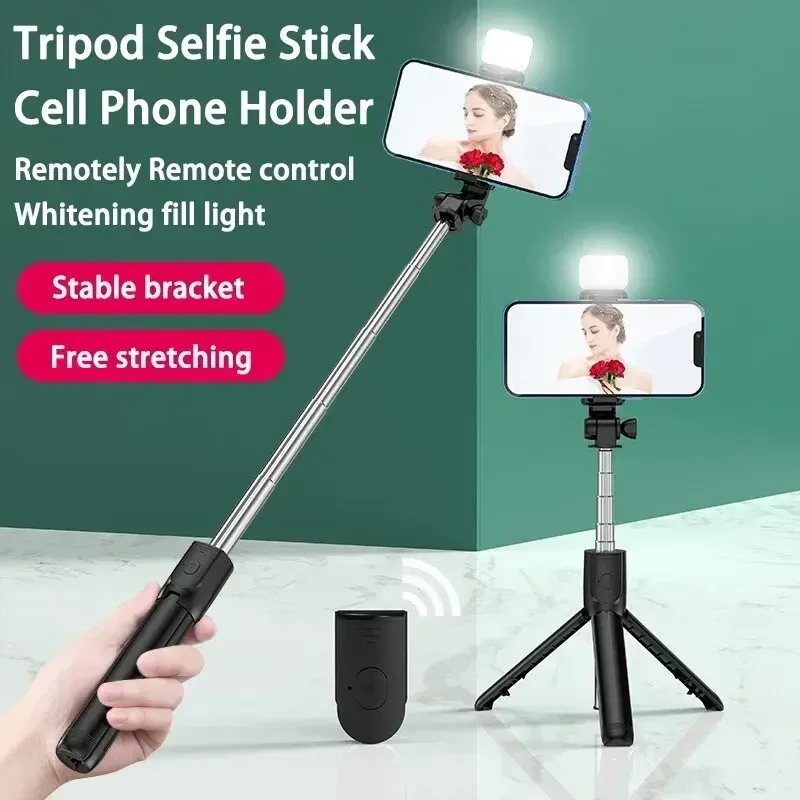 Trépied télescopique pour perche à selfie, vue d'ensemble