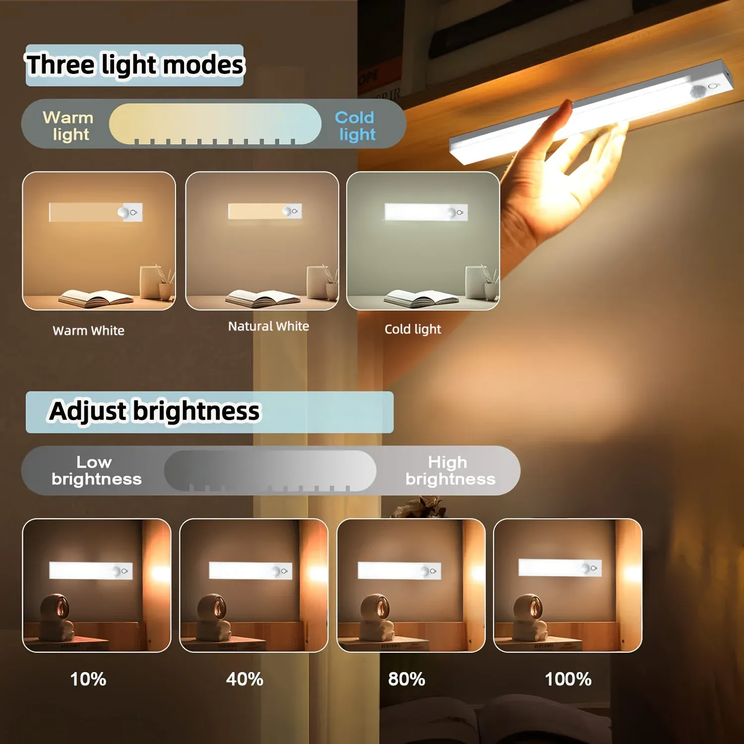 Détail du design de la lampe LED pour meuble