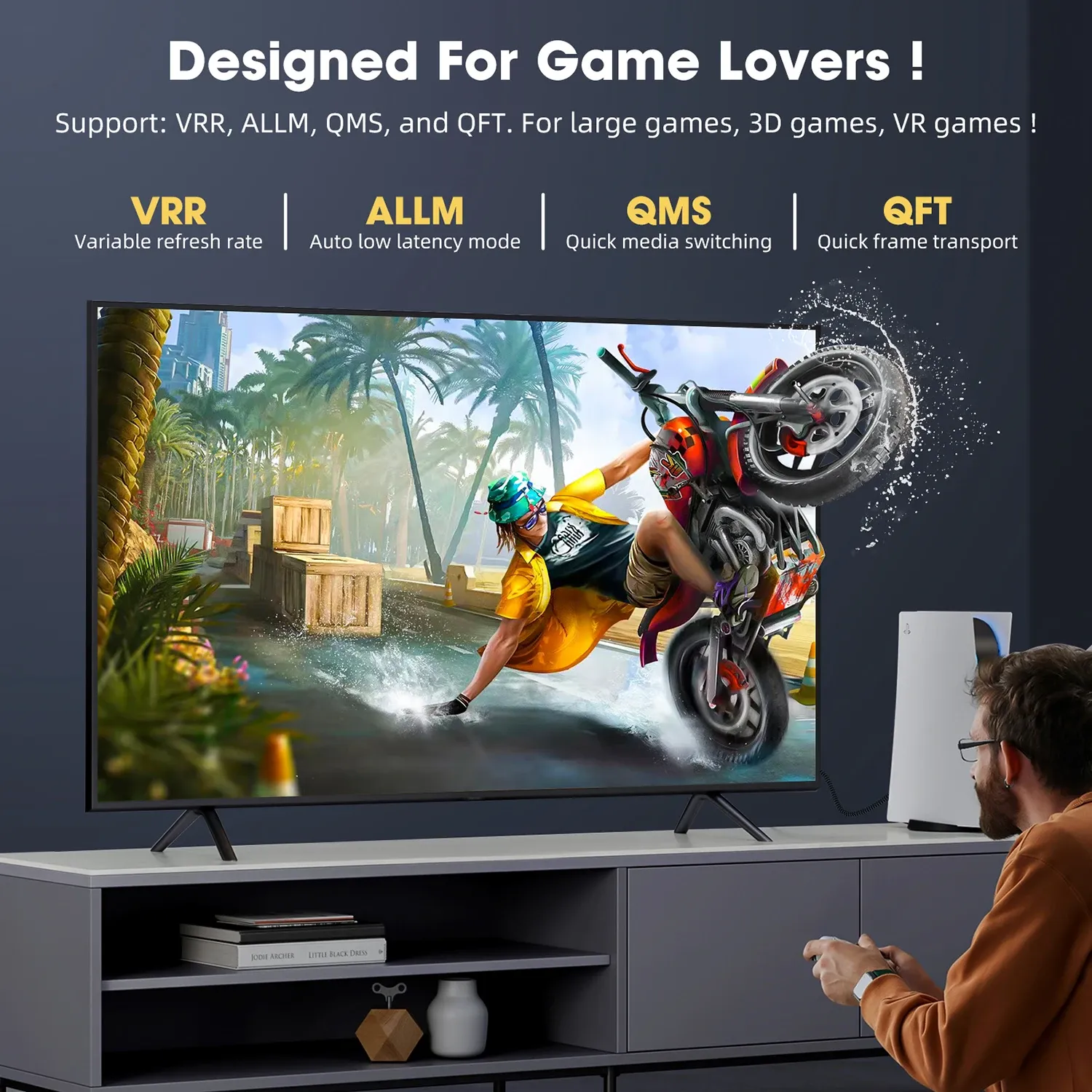 Câble HDMI 2.1 8K haute vitesse 48 Gbps, compatible HDR, 8K/60 Hz et 4K/120 Hz, pour téléviseur HDTV, 3 m ou 5 m 4
