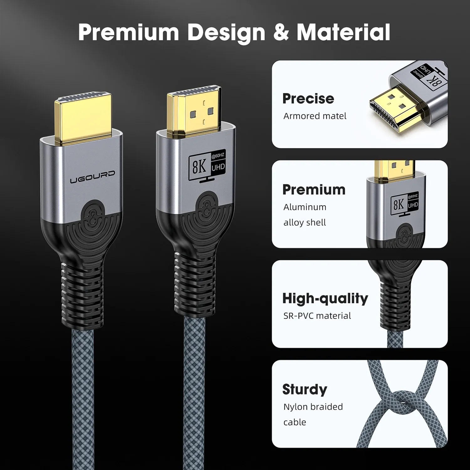 Câble HDMI 2.1 8K haute vitesse 48 Gbps, compatible HDR, 8K/60 Hz et 4K/120 Hz, pour téléviseur HDTV, 3 m ou 5 m 6