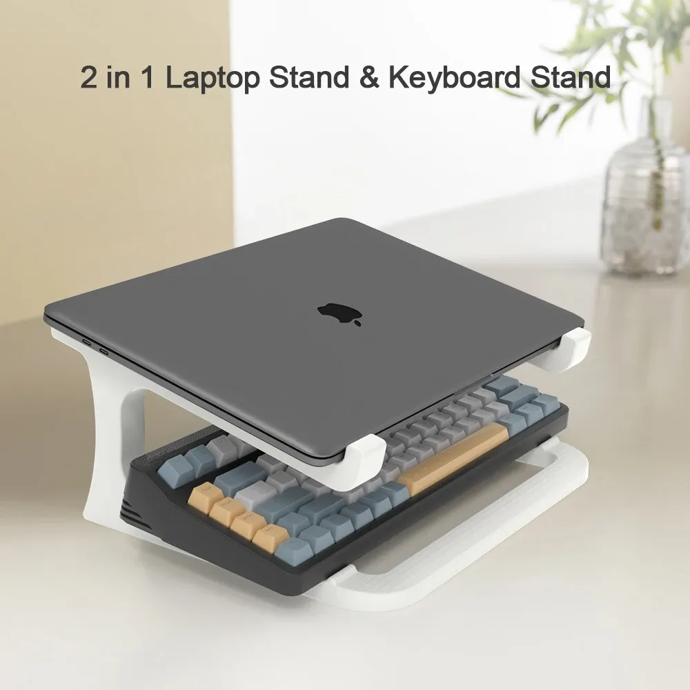 Support ergonomique pour ordinateur portable avec support clavier – Élévateur de bureau portable compatible MacBook, PC et tablette – Robuste