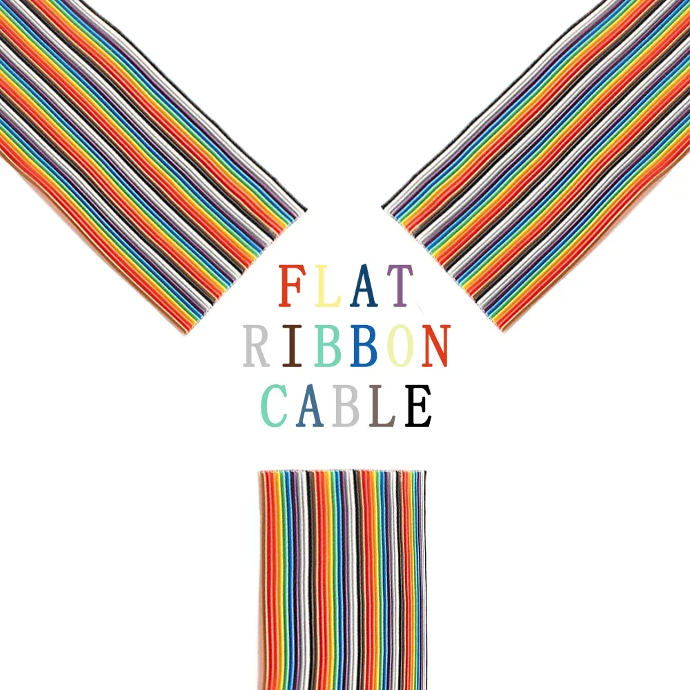 Câble en nappe multicolore, pas de 1/3/5 m, 6/8/10/16/18/20/26/34/40 broches, pas de 2,54 mm, connecteur IDC FC, fils DuPont arc-en-ciel 3