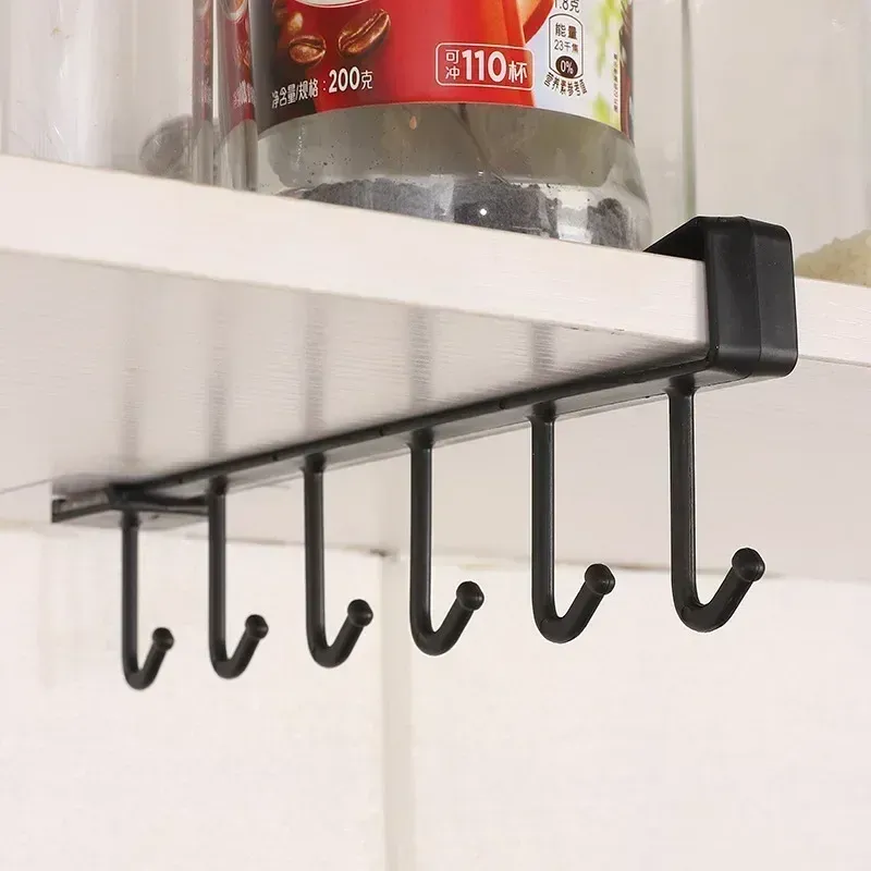 Porte-tasses à café à 6 crochets, en plastique, support de rangement pour cuisine, crochet multifonction, organisateur divers, cintre de rangement 8