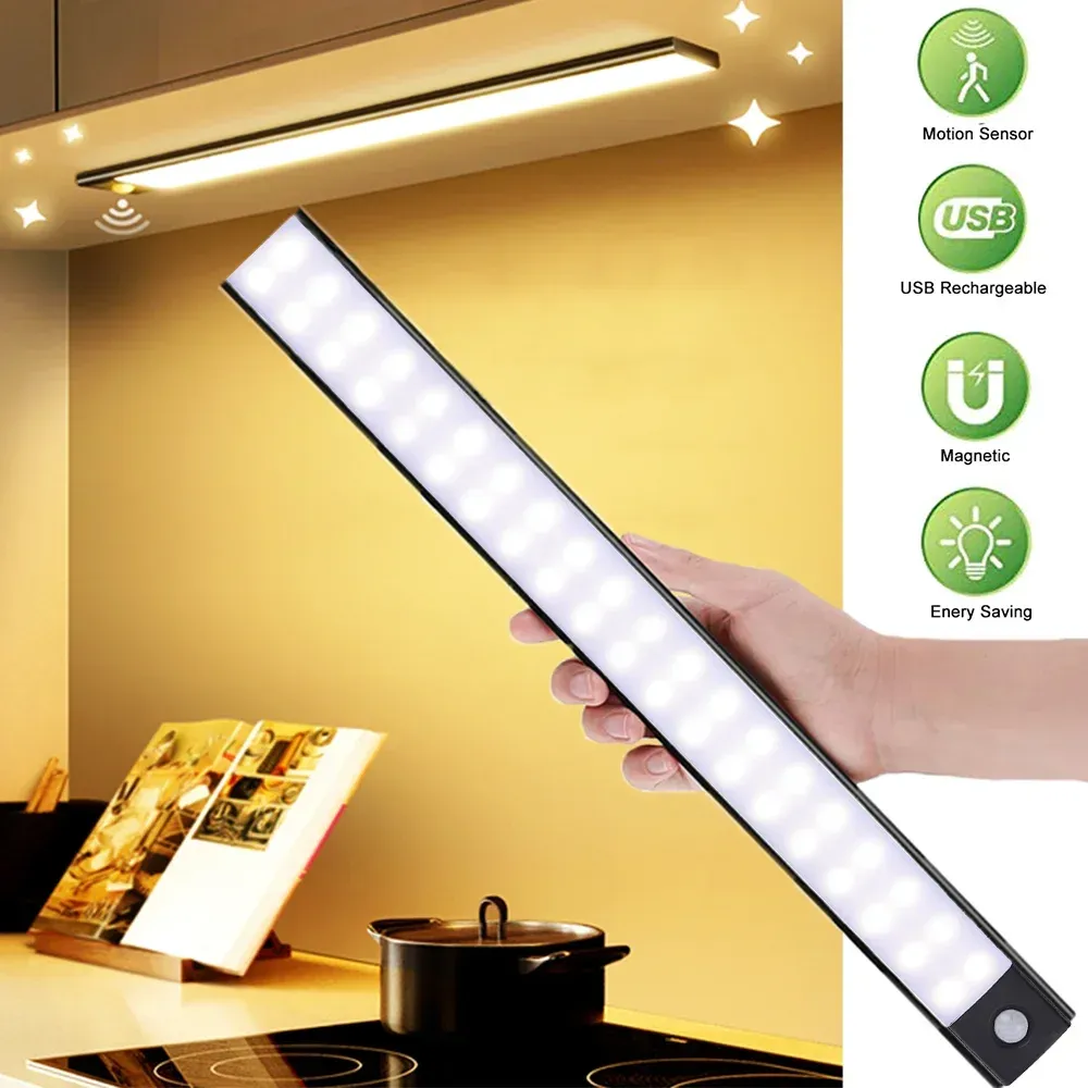 Veilleuse LED pour armoire rechargeable par USB avec capteur de mouvement, 30 cm / 40 cm / 50 cm